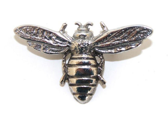 Large Honey Bee Polished Pewter Scarf Sash Plaid Brooch - Made In Scotland