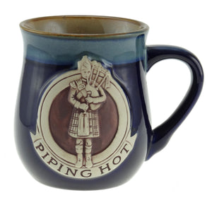 Stoneware "Piping Hot" Mug with A Scottish Piper - Available in 2 colours