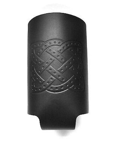 100% Black Leather Celtic Drink / Bottle Holder - Piper Drummer Kilt Band Brass