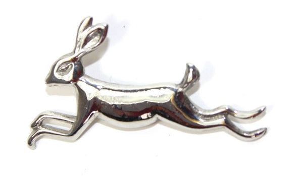 Large Leaping Hare Polished Pewter Scarf Sash Plaid Brooch - Made In Scotland