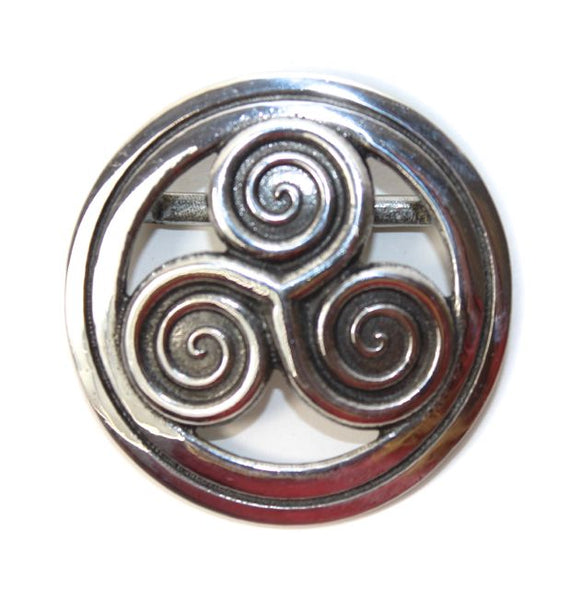 Medium Celtic Origin Scarf Sash Plaid Ring In Polished Pewter