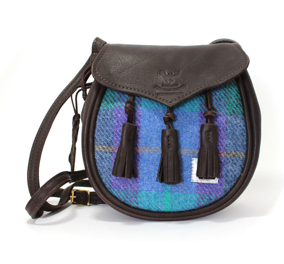 Scottish Deerskin Custom Design Traditional Check Harris Tweed Sporran Handbag