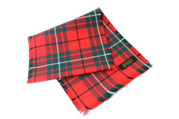 Traditional Scottish Tartan 100% Wool Plain Full Fringed Sash - MacAuley Red Modern