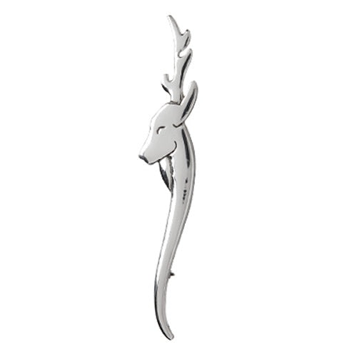 Modern Highland Stag Head Kilt Pin in Polished Pewter