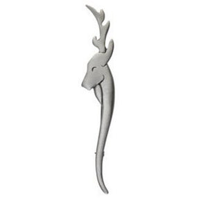 Modern Highland Stag Head Kilt Pin in Antique Brushed Pewter