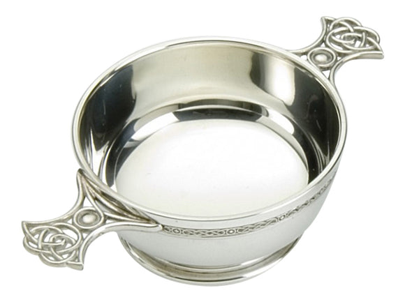 Traditional Scottish 4 Inch Pewter Toasting Quaich with Eternal Celtic Knot Handles