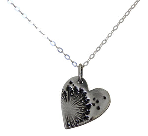 Stunning Delicate Fine Silver Dandelion Wish Heart Pendant Necklace and Chain