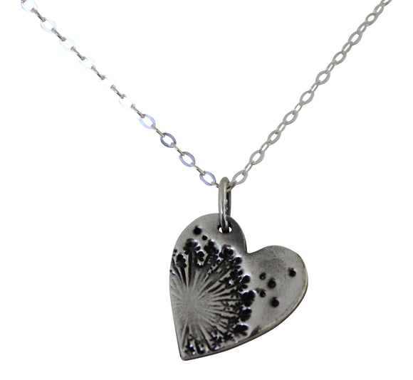 Stunning Delicate Fine Silver Dandelion Wish Heart Pendant Necklace and Chain