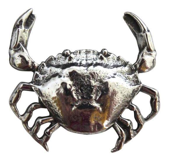 Unusual Seaside Crab Scarf Brooch Pin  in Polished Two Tone Pewter