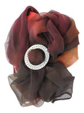 Ladycrow Luxurious Hand Dyed Delicate Gossamer Silk Scarf Woodland- Brown & Red