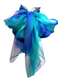 Ladycrow Luxurious Hand Dyed Delicate Gossamer Silk Scarf Aqua in Blue