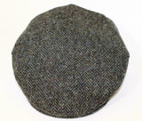 Authentic Harris Tweed Traditional Teflon Coated Blue Herringbone Wool Flat Cap
