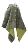 Green Grey Orchard Checked Tweed Poncho Wrap with Contrasting Silk Lining