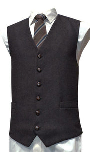 Mens Wool Blend Tweed Waistcoat Vest Gilet - Brown Herringbone