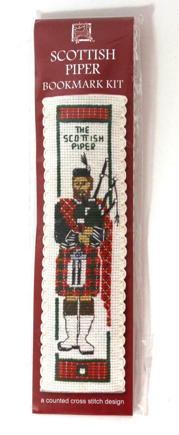 Scottish Highland Piper and Bagpipes Bookmark Cross Stitch Kit