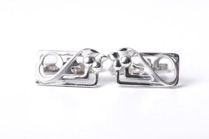 Rectangular Twisting Thistle Solid Sterling Silver Cufflinks - Made in Scotland