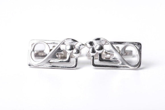 Rectangular Twisting Thistle Solid Sterling Silver Cufflinks - Made in Scotland