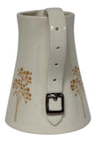 Dimpled Heart Ceramic Yellow Flower Jug With Strap & Buckle Handle Detail