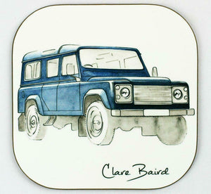Clare Baird Classic Blue Land Rover Coaster Table Mat