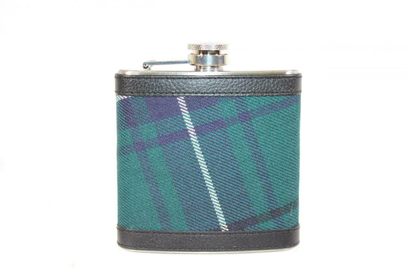 100% Scottish Tartan Wrapped 6oz Stainless Steel Pocket Hip Flask - Dress Watch