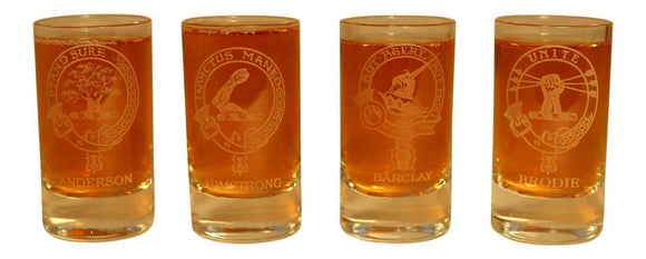 Glencairn Clan Crest Crystal Dram Tot Glass - Anderson Armstrong Barclay Brodie