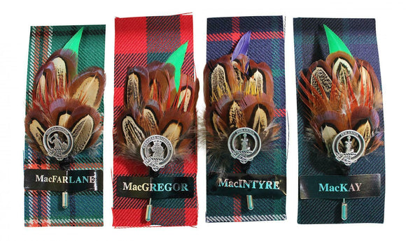 Ronnie Hek Feather Clan Crest Kilt Pin - MacFarlane MacGregor MacIntyre MacKay