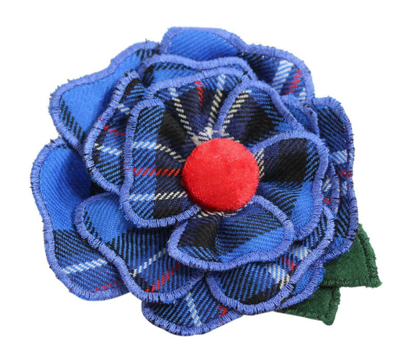 Stunning Designer Blue Rangers Tartan Camellia Corsage