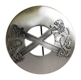 Chrome Antique Matte Scottish Saltire & Lion Rampant Kilt Plaid Shawl Brooch Pin