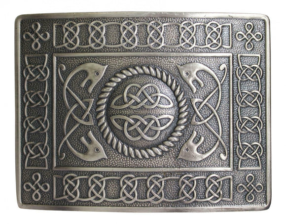 Highland Serpent Celtic Knot Kilt Belt Buckle - Brushed Antique Finish