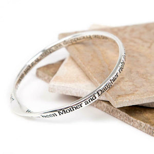 Love The Links Silver Mother & Daughter Friendship Quote Message Bangle Bracelet