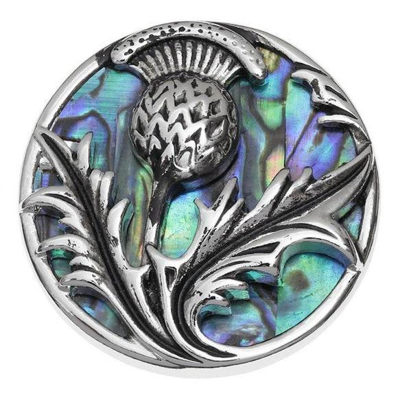 Tide Jewellery Inlaid Blue Paua Shell Scottish Thistle Brooch Pin
