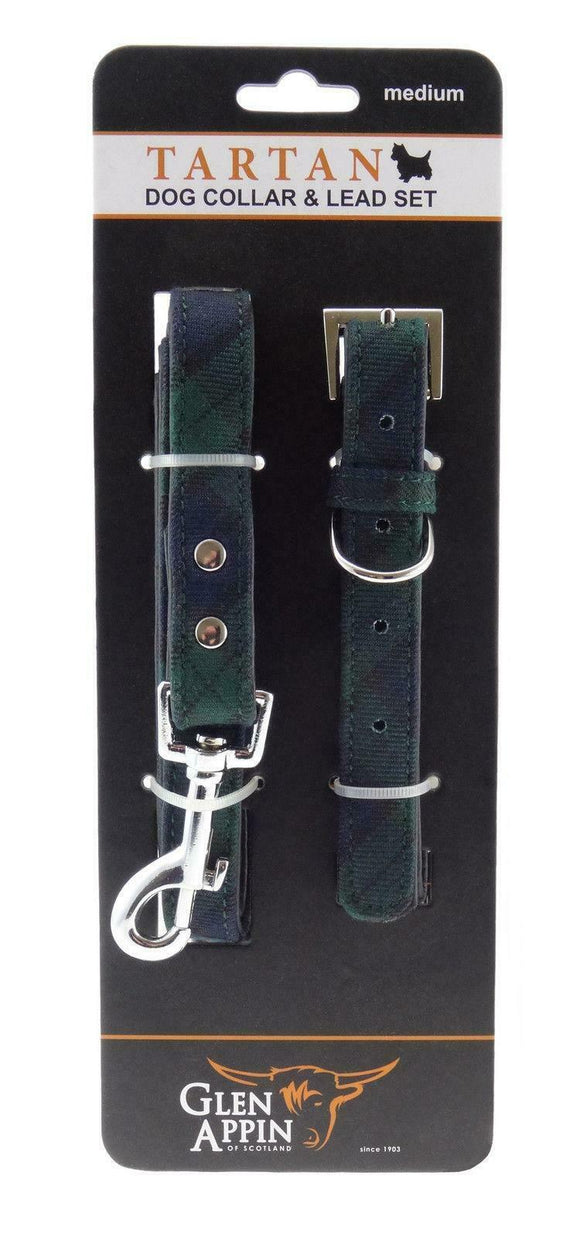 Lovely Blackwatch Tartan Dog Lead and Collar Set - Available in 3 Sizes