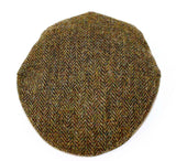Authentic Harris Tweed Traditional Teflon Coated Dark Brown Herringbone Flat Cap