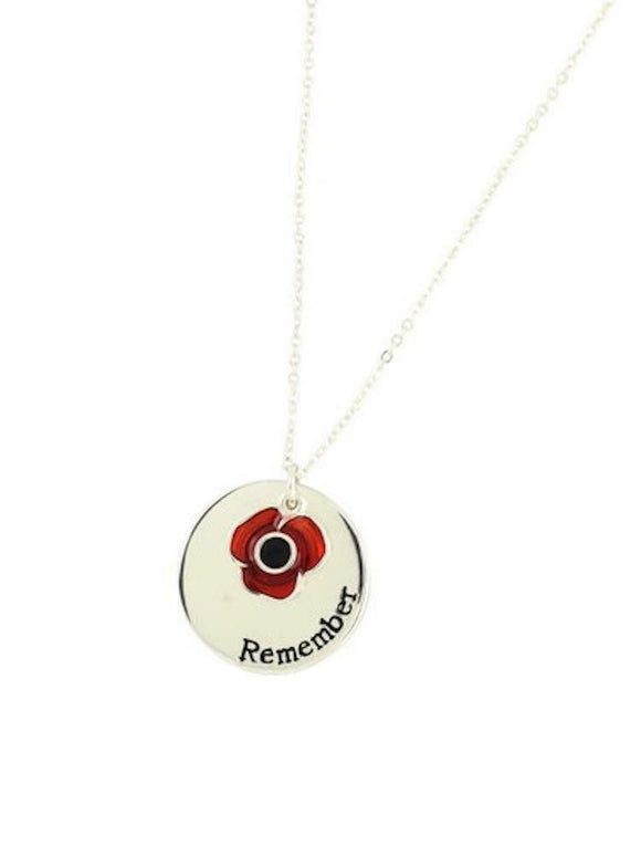Alexander Thurlow Beautiful Remembrance Round Poppy Necklace Pendant and Chain