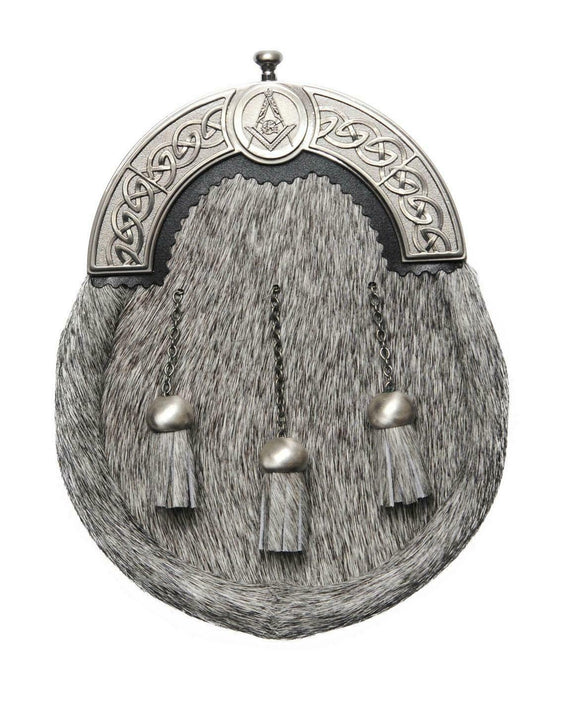 Stunning Bovine Full Dress Sporran Traditional Celtic Swirl Masonic Design Cantle