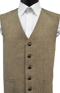 Classic Wool Handle Traditional Check Style Tweed Waistcoat - Brown