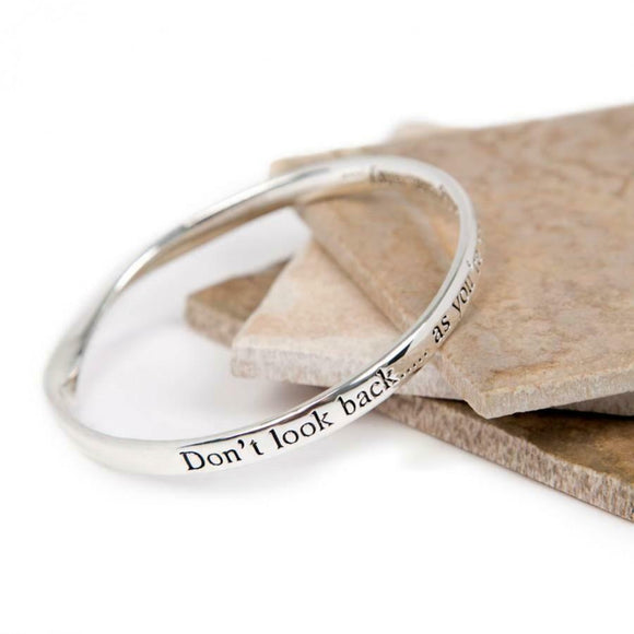 Love The Links Silver Don't Look Back Quote Message Bangle Bracelet