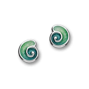 Ortak Scotland Tundra Blue Green Enamel Dainty Sterling Silver Stud Earrings