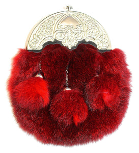 Stunning Red Possum Fur Full Dress Sporran With Polished Chrome Celtic Cantel