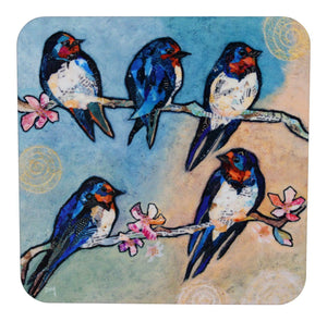 Dawn Maciocia 'Swallows & Swirls" Swallow Bird Coaster Table Mat