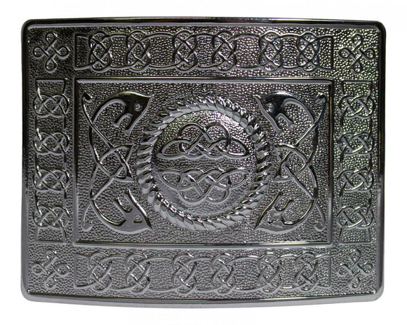 Highland Serpent Celtic Knot Kilt Belt Buckle - Polished Chrome Finish