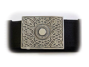 Polished Pewter Celtic Eternal Knotwork Belt Kilt Buckle - Made In Scotland