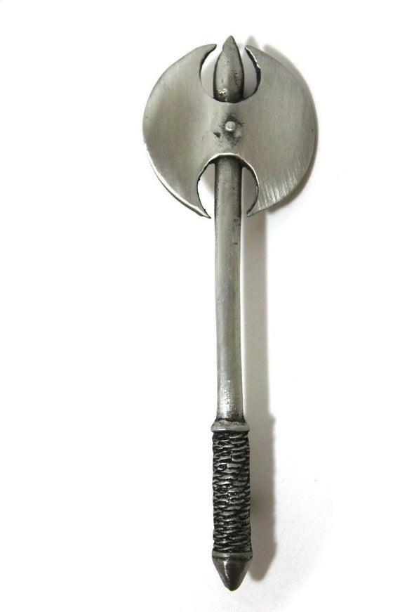 Handcrafted Brushed Antique Pewter Scottish Double Headed Axe Kilt Pin