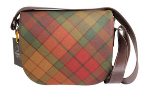 Tasteful Tartans Cullins Of Skye Tartan & Brown Leather Shoulder Bag Purse