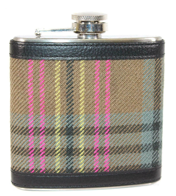 100% Scottish Tartan Wrapped 6oz Stainless Steel Flask - Wethered Kennedy