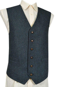 Classic Wool Handle Traditional Style Flecked Tweed Waistcoat - Blue