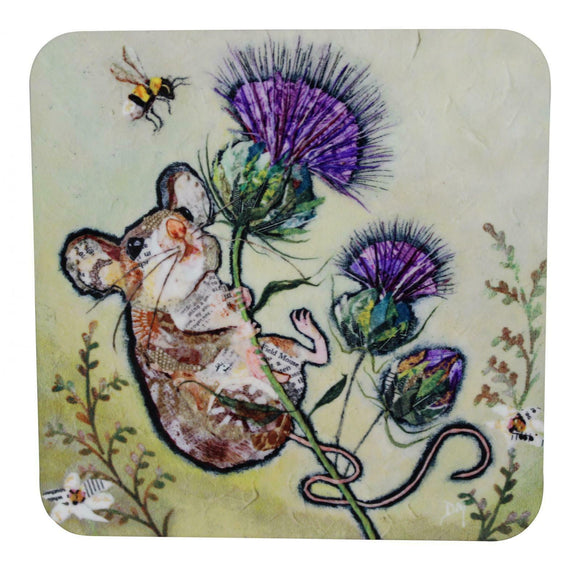 Dawn Maciocia 'First To The Top' Cute Mouse & Scottish Thistle Coaster Table Mat
