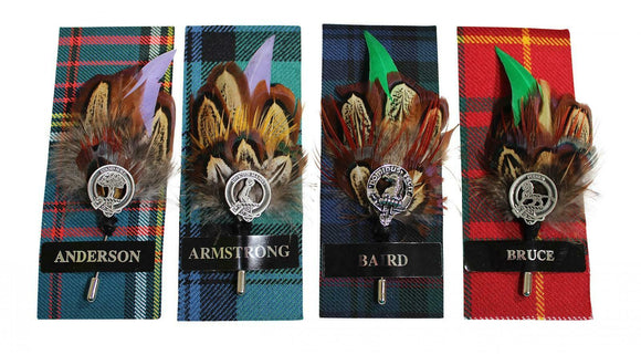 Ronnie Hek Feather Clan Crest Kilt Stick Pin - Anderson Armstrong Baird Bruce