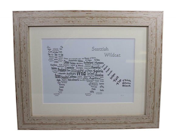 Art By The Loch Handmade Scottish Wild Cat Word Art Picture