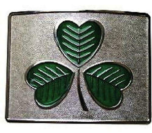 Green Enamelled Irish Shamrock Kilt Belt Buckle - Polished Chrome Finish